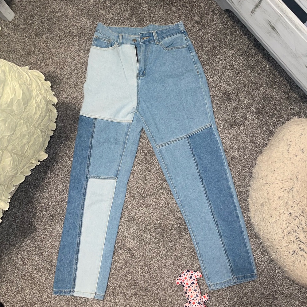color block mom jeans